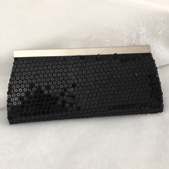 🆕Sequin clutch bag/wallet! Black/silver! 5 compartments & 1 zip coin! Dustcover - Picture 2 of 15